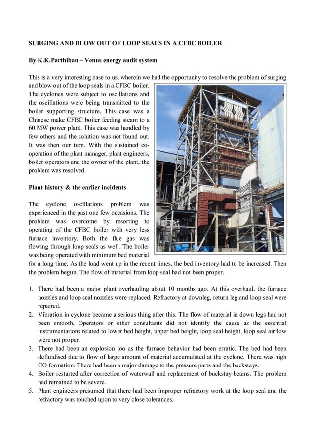 Surging & blow out of loop seals in a CFBC boiler PDF