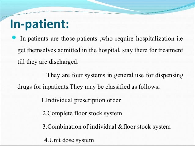 Drug Distribution In Hospital Pharmacy