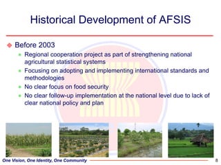 Monitoring key indicators across countries for food security in Asia – experience of the Asia food security information system (AFSIS)