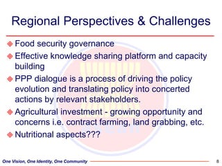 Regional perspectives on the unique challenges for food security in Southeast Asia