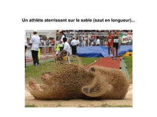 Un athlète aterrissant sur le sable (saut en longueur)... 