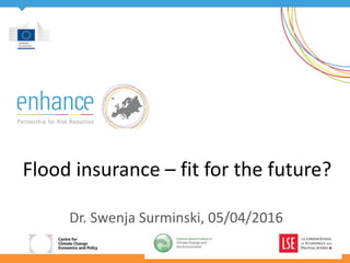 Flood insurance – fit for the future?
Dr. Swenja Surminski, 05/04/2016
 