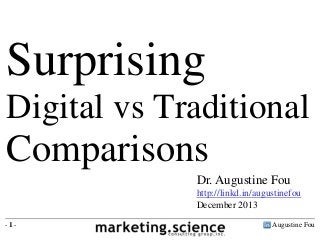 Augustine Fou- 1 -
Dr. Augustine Fou
http://linkd.in/augustinefou
December 2013
Surprising
Digital vs Traditional
Comparisons
 