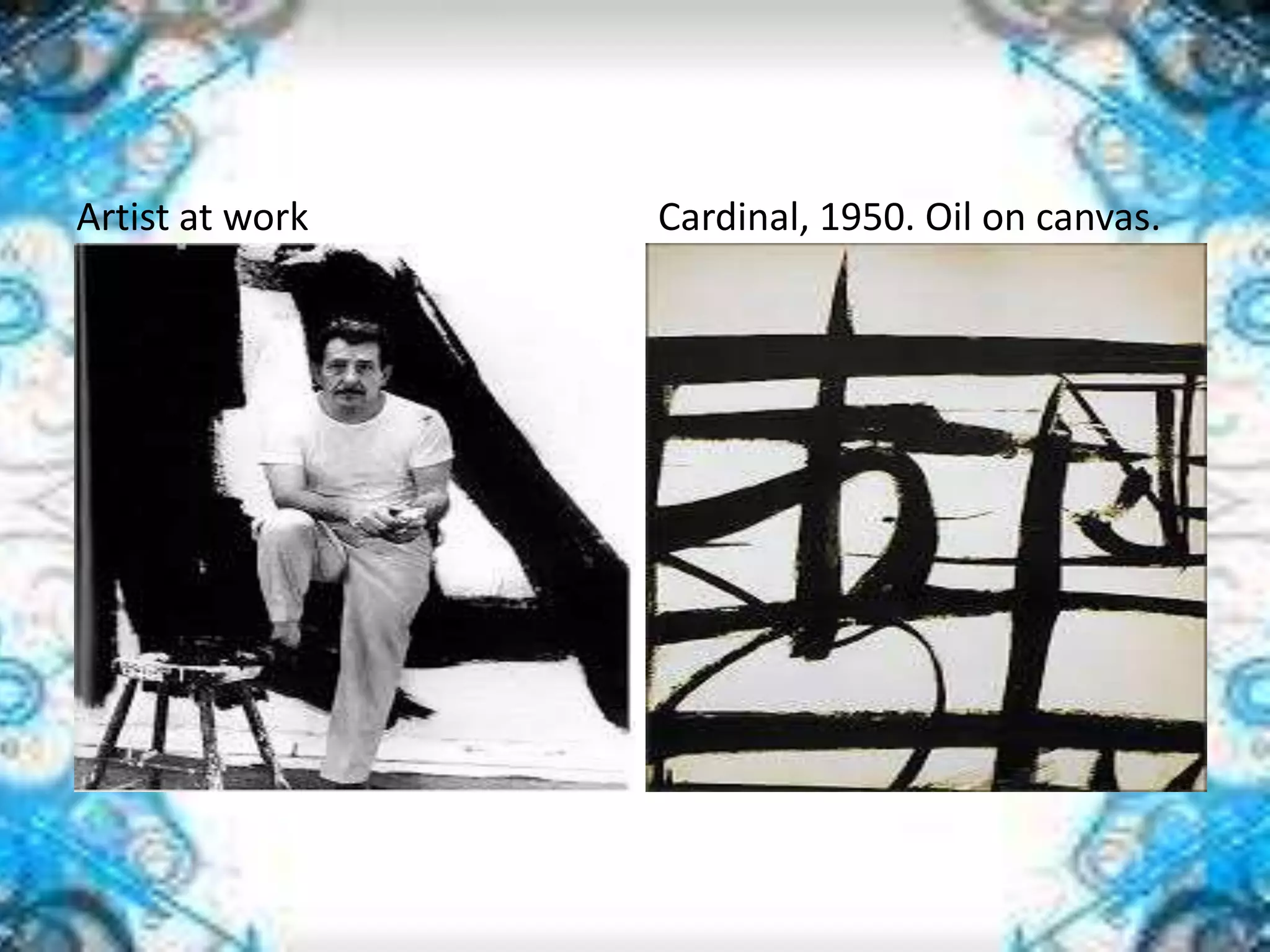 Artist at work Cardinal, 1950. Oil on canvas.
 