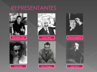REPRESENTANTESSalvador DalíJoan MiróRené MagritteMan RayIves TanguyMax Ernst