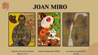 JOAN MIRO
Retrato de Enric Cristòfol
Ricart (1917)
Interior holandês (1928) Le corps de ma brune
(1925)
 