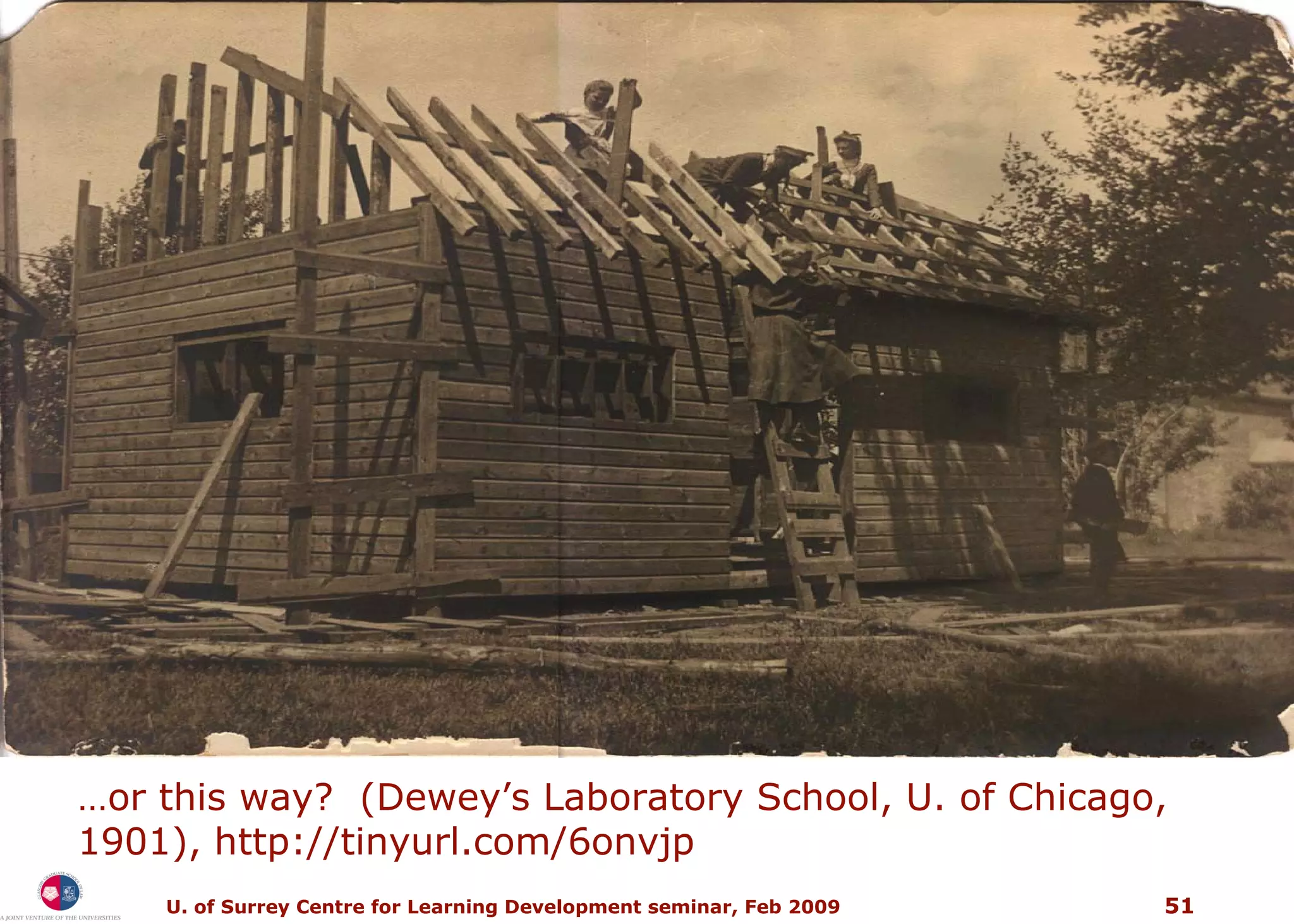 … o r this way?  (Dewey’s Laboratory School, U. of Chicago, 1901),   http://tinyurl.com/6onvjp 