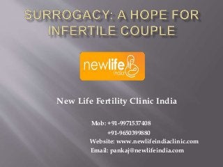 New Life Fertility Clinic India
Mob: +91-9971537408
+91-9650399880
Website: www.newlifeindiaclinic.com
Email: pankaj@newlifeindia.com
 