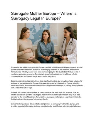 Surrogate Mother Europe – Where Is Surrogacy Legal In Europe | PDF