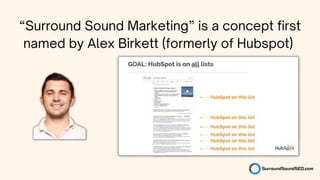 “Surround Sound Marketing” is a concept first
named by Alex Birkett (formerly of Hubspot)
 