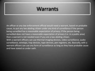 Different types of Surveillance Cont’d.Visual SurveillanceCCTV (Closed Circuit Television)