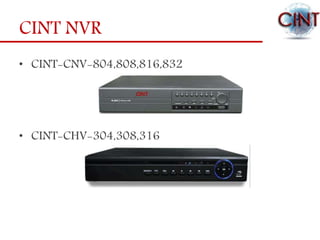 CINT NVR
• CINT-CNV-804,808,816,832
• CINT-CHV-304,308,316
 