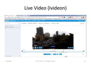 Live Video (Ivideon)
7/24/2016 M Tech EXTC - Final Stage Seminar 45
 