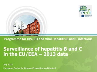 Surveillance of hepatitis B and C
in the EU/EEA – 2013 data
Programme for HIV, STI and Viral Hepatitis B and C infections
July 2015
European Centre for Disease Prevention and Control
 