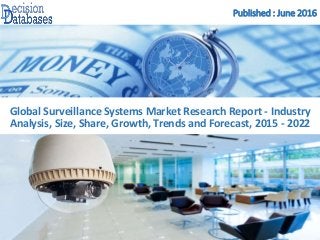 Published : June 2016
Global Surveillance Systems Market Research Report - Industry
Analysis, Size, Share, Growth, Trends and Forecast, 2015 - 2022
 