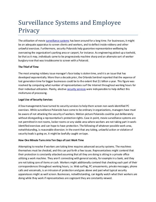 Surveillance systems and employee privacy