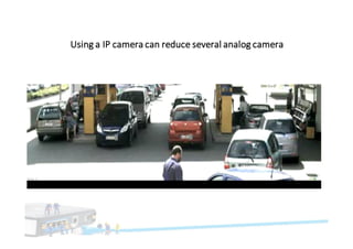Using	a	IP	camera	can	reduce	several	analog	camera
`
 