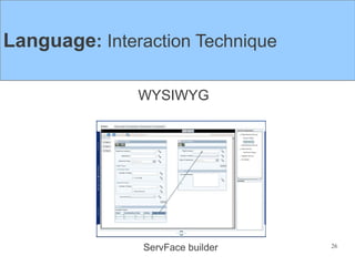 Language: Interaction Technique

               WYSIWYG




               ServFace builder   26
 