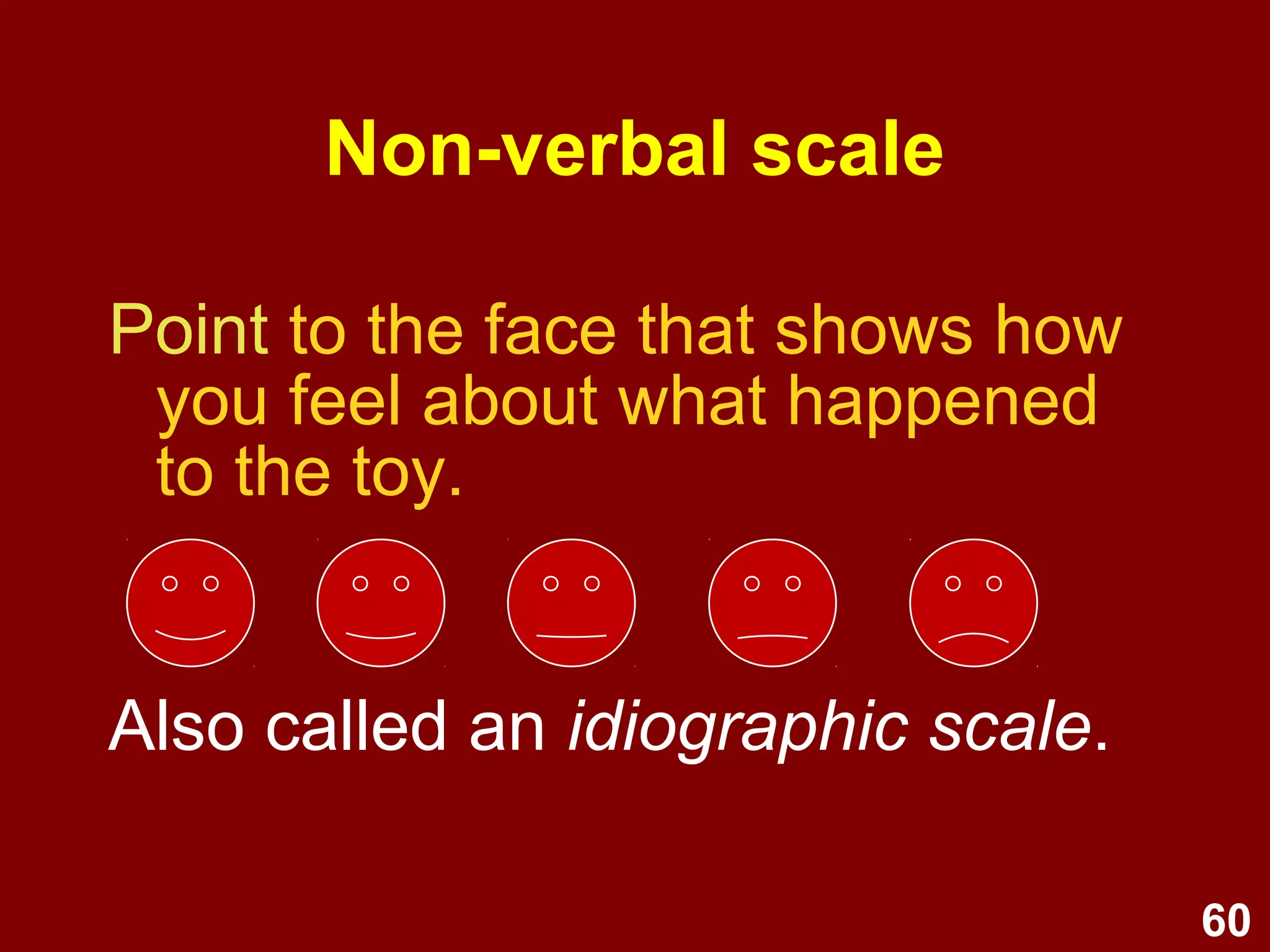 60
Environmental issues have become
increasingly important in choosing
hotels. Are environmental
considerations an important factor
when deciding on your choice of
hotel accommodation?
(tick an answer)
____ Yes ____ No
Example: How could
this question be improved?
 