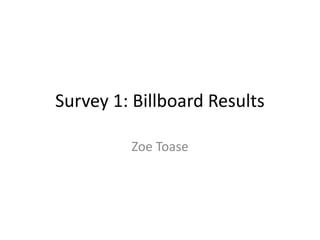 Survey 1: Billboard Results
Zoe Toase
 