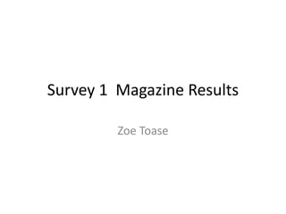 Survey 1 Magazine Results
Zoe Toase
 