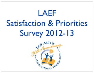 LAEF
Satisfaction & Priorities
Survey 2012-13
 