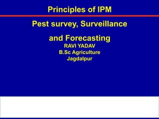 Principles of IPM
Pest survey, Surveillance
and Forecasting
RAVI YADAV
B.Sc Agriculture
Jagdalpur
 