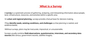 Comprehensive Survey Methods and Simplified Planning Techniques for ...