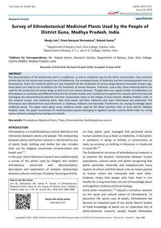 Survey of Ethnobotanical Medicinal Plants Used by the People of ...