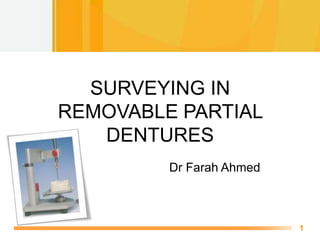 Free Powerpoint Templates
SURVEYING IN
REMOVABLE PARTIAL
DENTURES
Dr Farah Ahmed
1
 