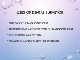 Surveying Study Cast Rpd Surveying in removable partial dentures (RPD) involves evaluating ...