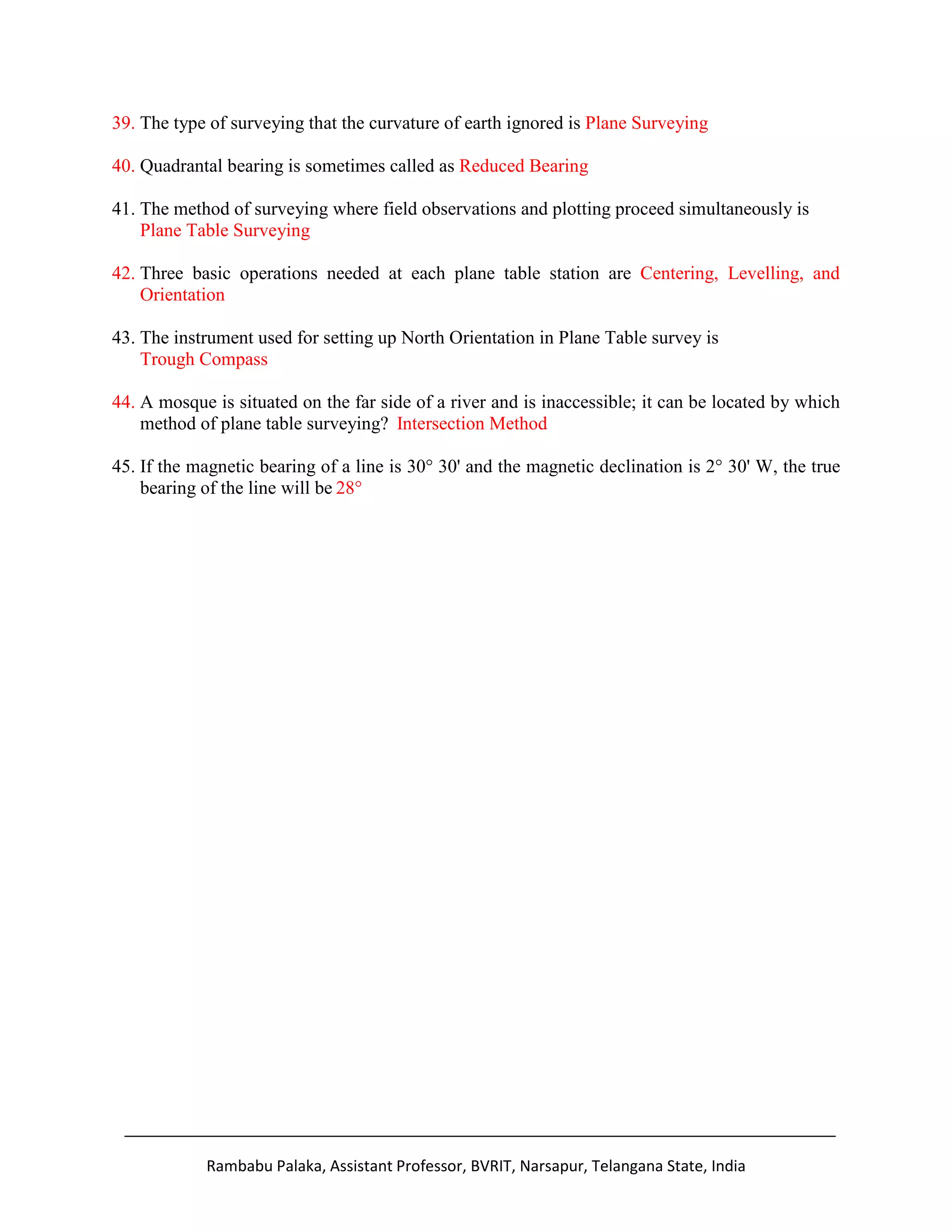 Surveying - chain, compass and plane table surveying | PDF