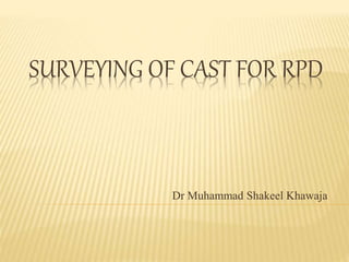 SURVEYING OF CAST FOR RPD
Dr Muhammad Shakeel Khawaja
 