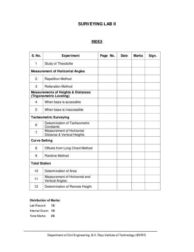 Surveying Practical 1 Lab Manual