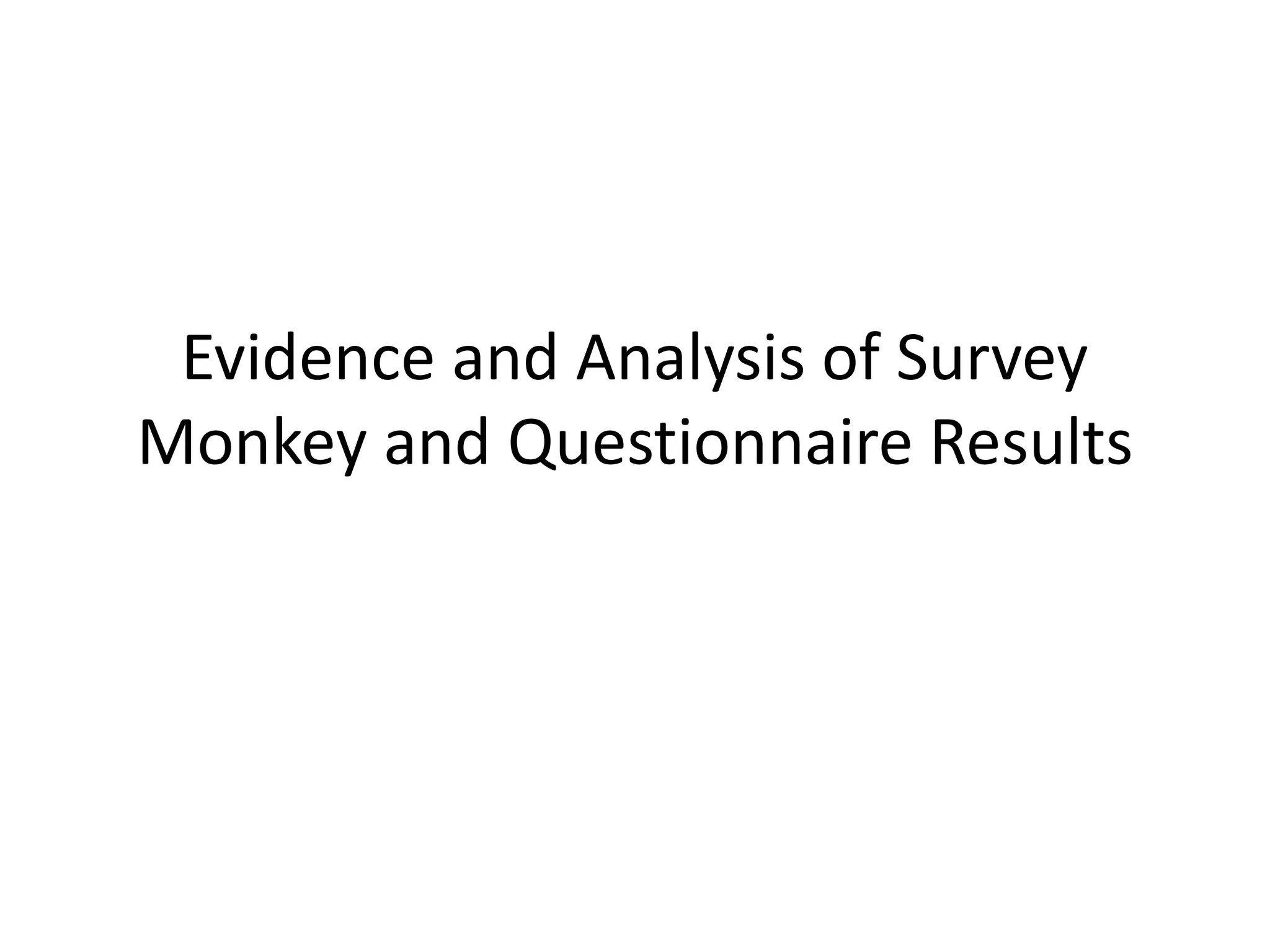 Evidence and Analysis of Survey
Monkey and Questionnaire Results