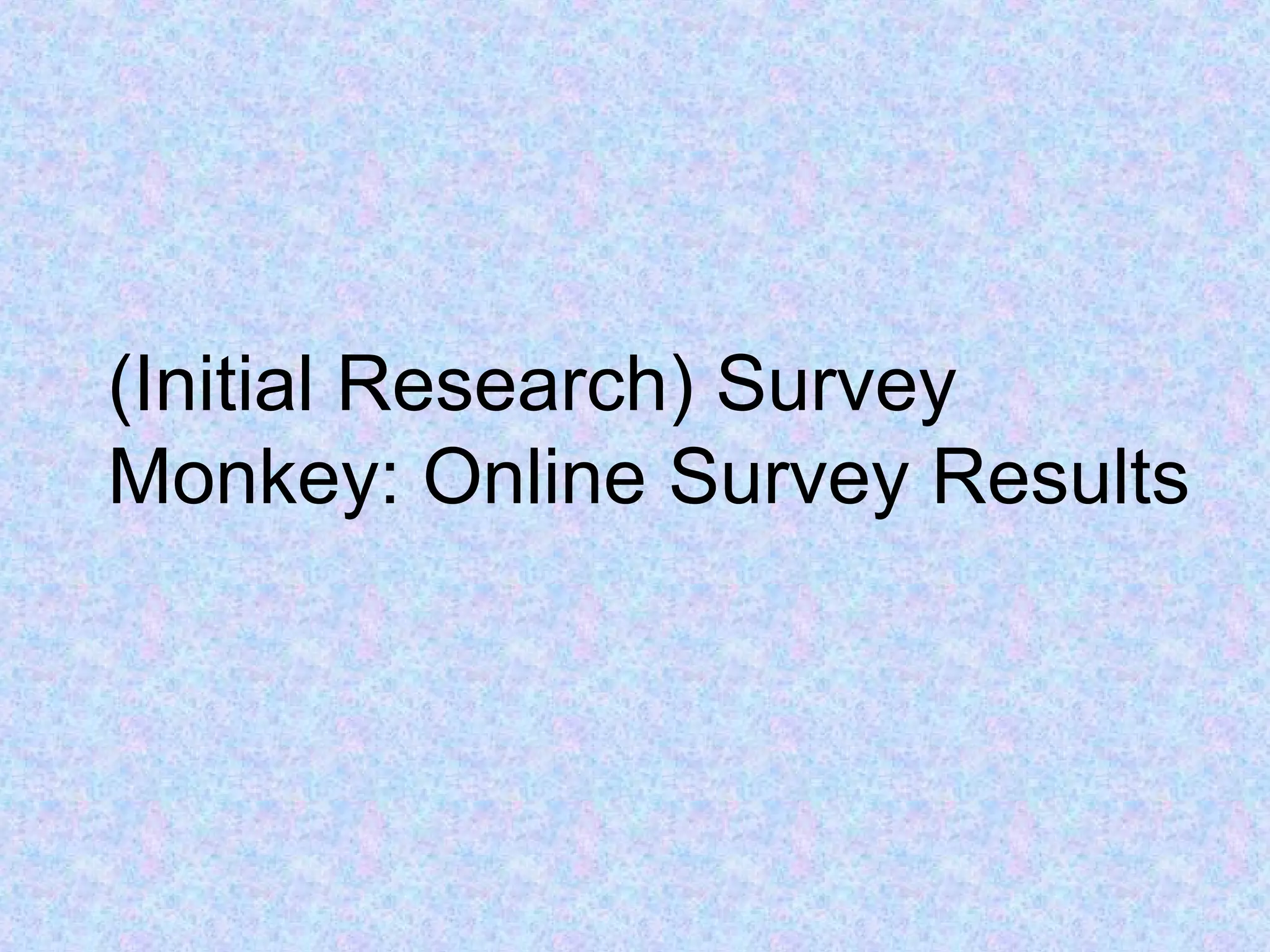 (Initial Research) Survey
Monkey: Online Survey Results