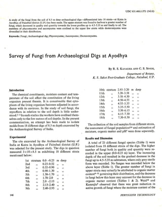 Survey of fungi from archaeological digs at ayodhya