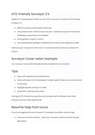 Surveyor Cv.pdf Surveyor Resume Examples & Writing Guide for 2025 | PDF