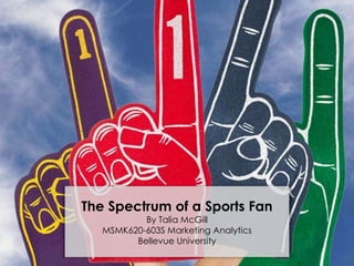 The Spectrum of a Sports Fan
By Talia McGill
MSMK620-603S Marketing Analytics
Bellevue University
 