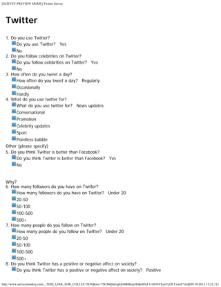 Questionnaire on Twitter | PDF