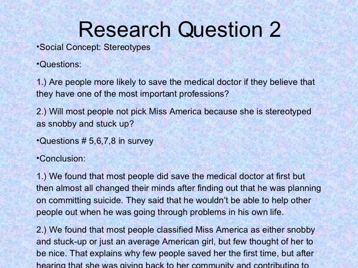 social psychology questions to research