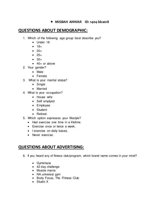survey questionnaire founding a fitness club in hyderabad gym questionnaire market research