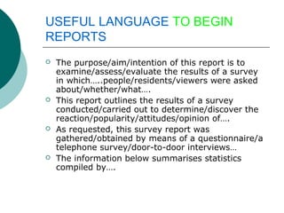 Introduction Rationalesurvey Report Example Survey report | PPT