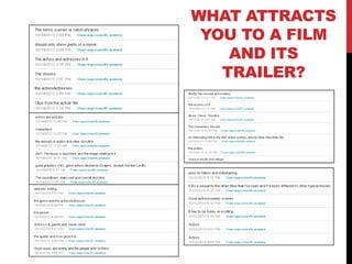 WHAT ATTRACTS
YOU TO A FILM
AND ITS
TRAILER?