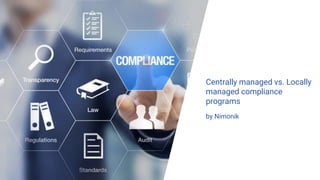 Centrally managed vs. Locally
managed compliance
programs
by Nimonik
 
