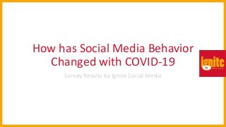 How has Social Media Behavior
Changed with COVID-19
Survey Results by Ignite Social Media
 