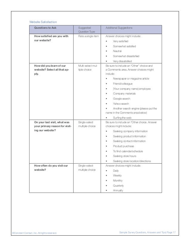 customer survey sample