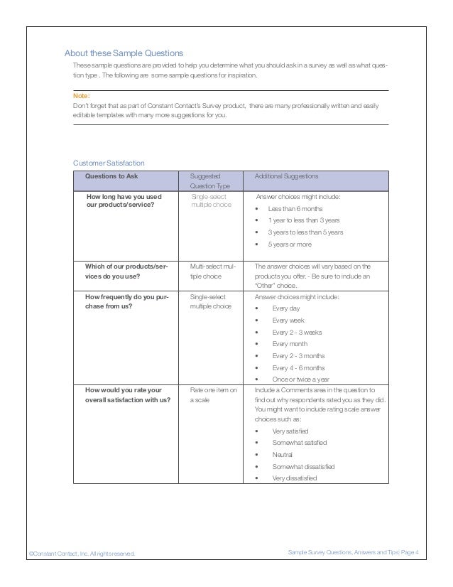 sample of customer satisfaction survey