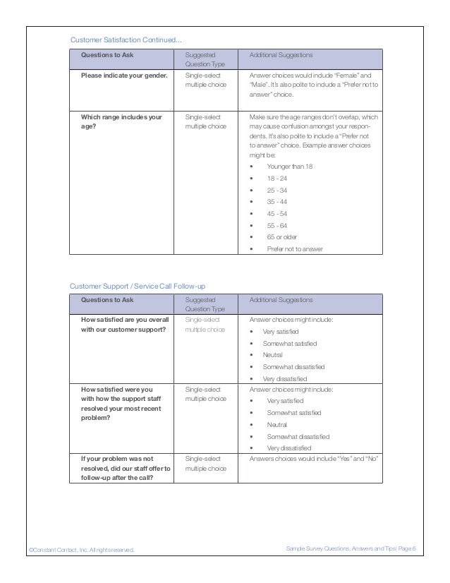 customer satisfaction questionnaire sample