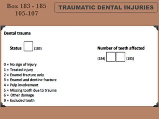 TRAUMATIC DENTAL INJURIESBox 183 - 185
105-107
 